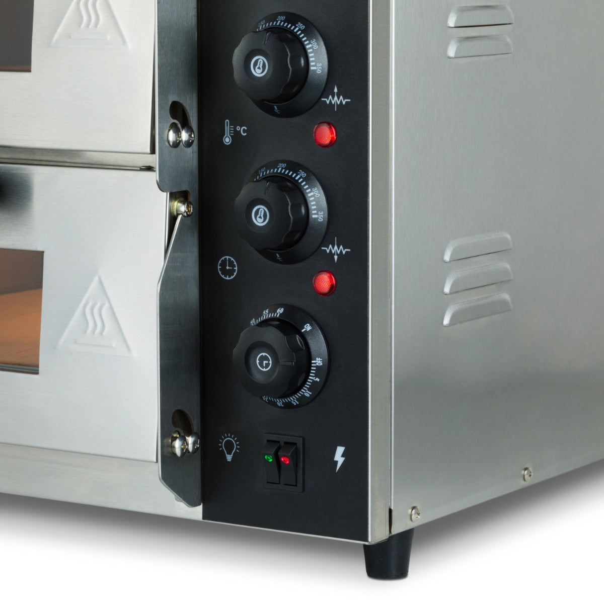 Four à pizza Maxima à double étage pour 2 pizzas de 40 cm, en acier, avec surface de cuisson double, prêt à cuire.