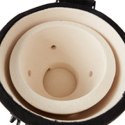 Kamado Barbecue Maxima Premium de 16 pouces, en céramique noire avec poignées, pour cuisson en plein air.