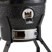 Barbecue Kamado Premium Maxima de 18 pouces, en céramique noire avec cheminée et grille de cuisson en acier.
