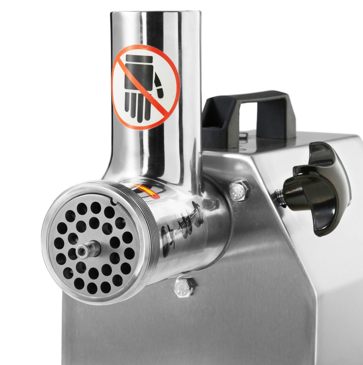 Hachoir à viande Maxima, broyeur industriel pour traiter jusqu'à 220 kg/h, avec lame en acier et corps robuste.