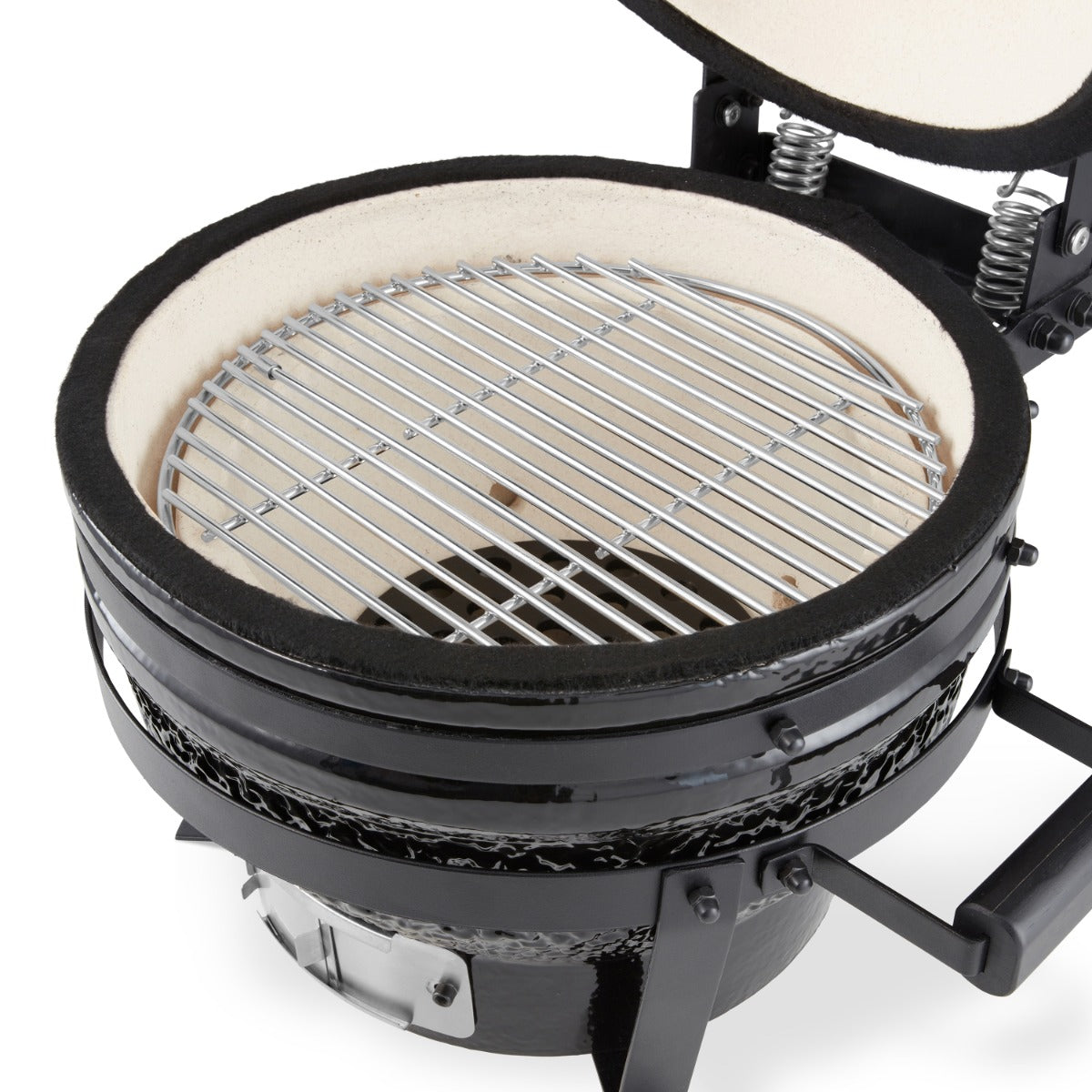 Barbecue kamado premium Maxima de 16 pouces avec surface en céramique et cheminée, idéal pour la cuisson en plein air.