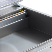 Machine à emballer sous vide Maxima, chambre de 70 cm, vue de face avec joints, dimensions D61 x H21,5 cm, machine de mise sous vide.