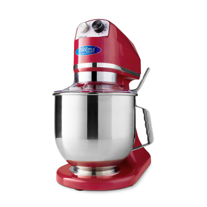 Mélangeur planétaire Maxima rouge framboise avec bol de 7 L, idéal pour pétrir jusqu'à 2 kg de pâte