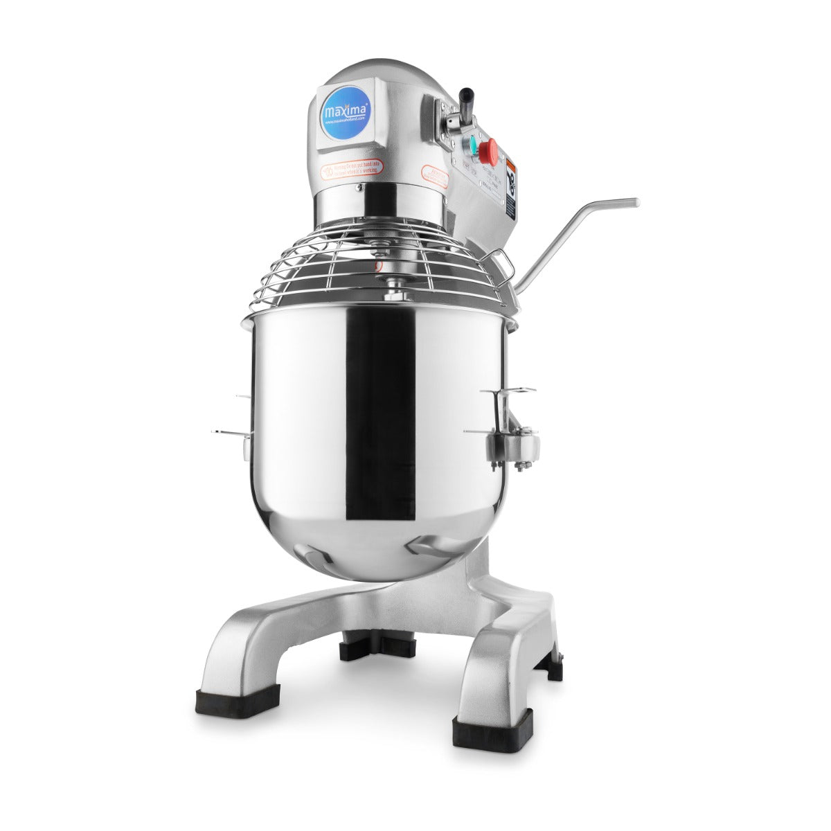 Mélangeur planétaire Maxima 30 L avec 3 vitesses pour pâte jusqu'à 15 kg, en acier inoxydable, image montrant le bol et le moteur