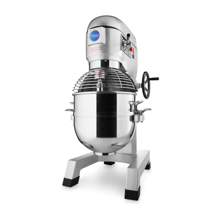 Mixeur planétaire Maxima de 60 L avec 3 vitesses, capacité de 30 kg de pâte, parfait pour la pâtisserie industrielle.