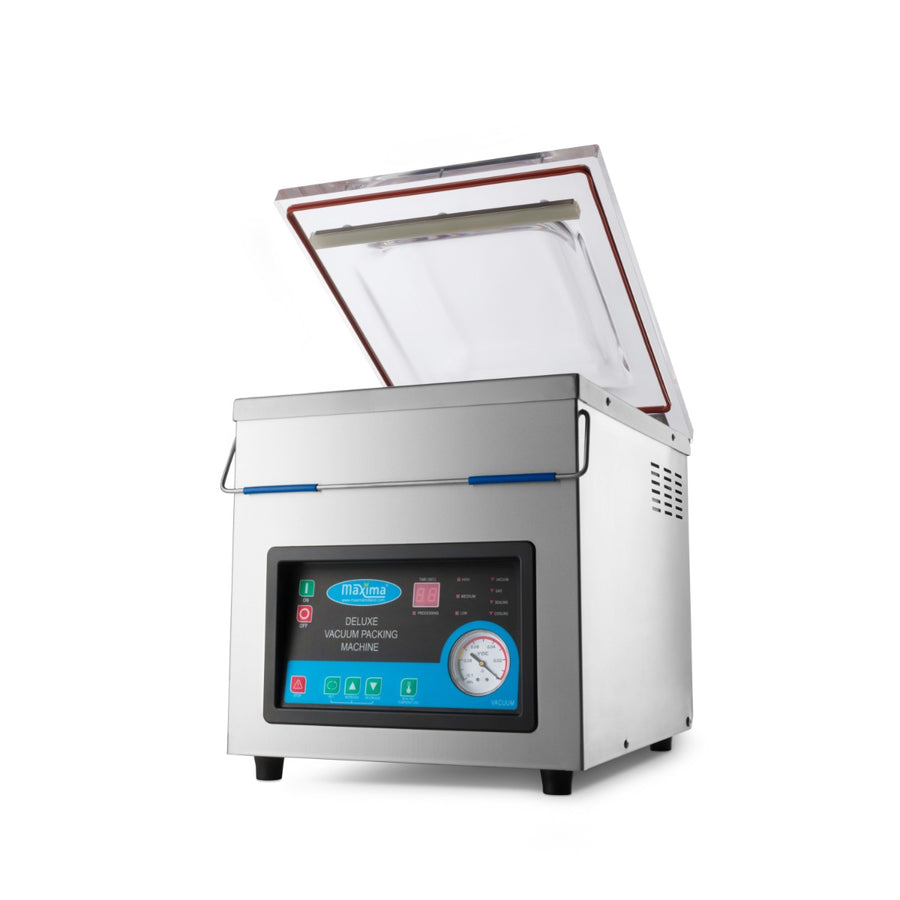 Machine à emballer sous vide Maxima avec joint 30 cm, chambre compacte W32 x D37 x H18,5 cm pour emballage alimentaire.