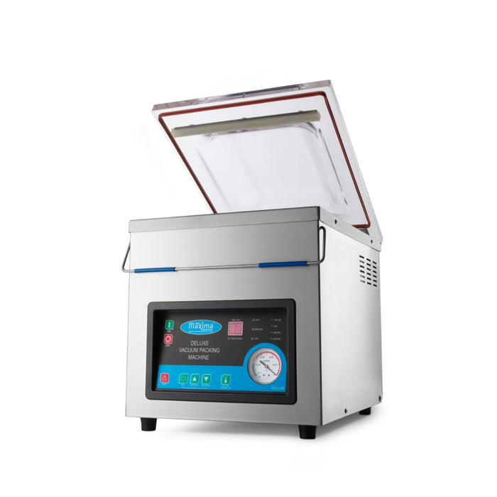 Machine à emballer sous vide Maxima avec joint de 30 cm, chambre compacte pour emballage alimentaire.