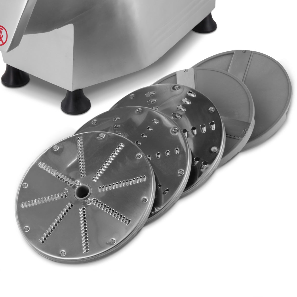 Coupe-légumes Maxima avec 5 disques de coupe, capacité jusqu'à 450 kg/h, machine en acier inoxydable pour préparation de légumes