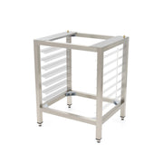 Table pour four à vapeur combiné Maxima, modèle 4/5x 1/1 GN, en acier inoxydable avec plateau et commandes visibles.