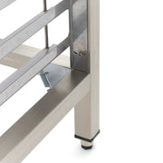 Table pour four à vapeur combiné Maxima, surface en acier inoxydable pour four mixte 4/5x 1/1 GN, vue de face.