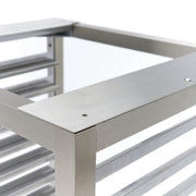 Table pour four vapeur combiné Maxima, avec étagère, capacité 4/6/10x 1/1 GN, en acier inoxydable, vue de dessus.