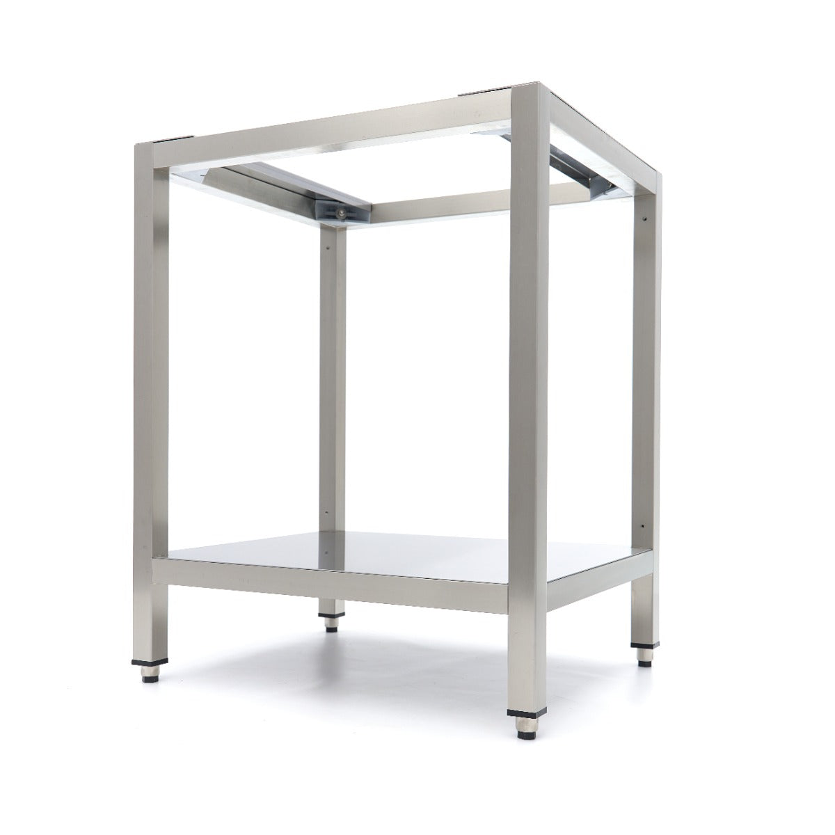Table pour four vapeur combiné Maxima avec étagère, capacité 4/6/10x 1/1 GN, en acier inoxydable, vue de face.