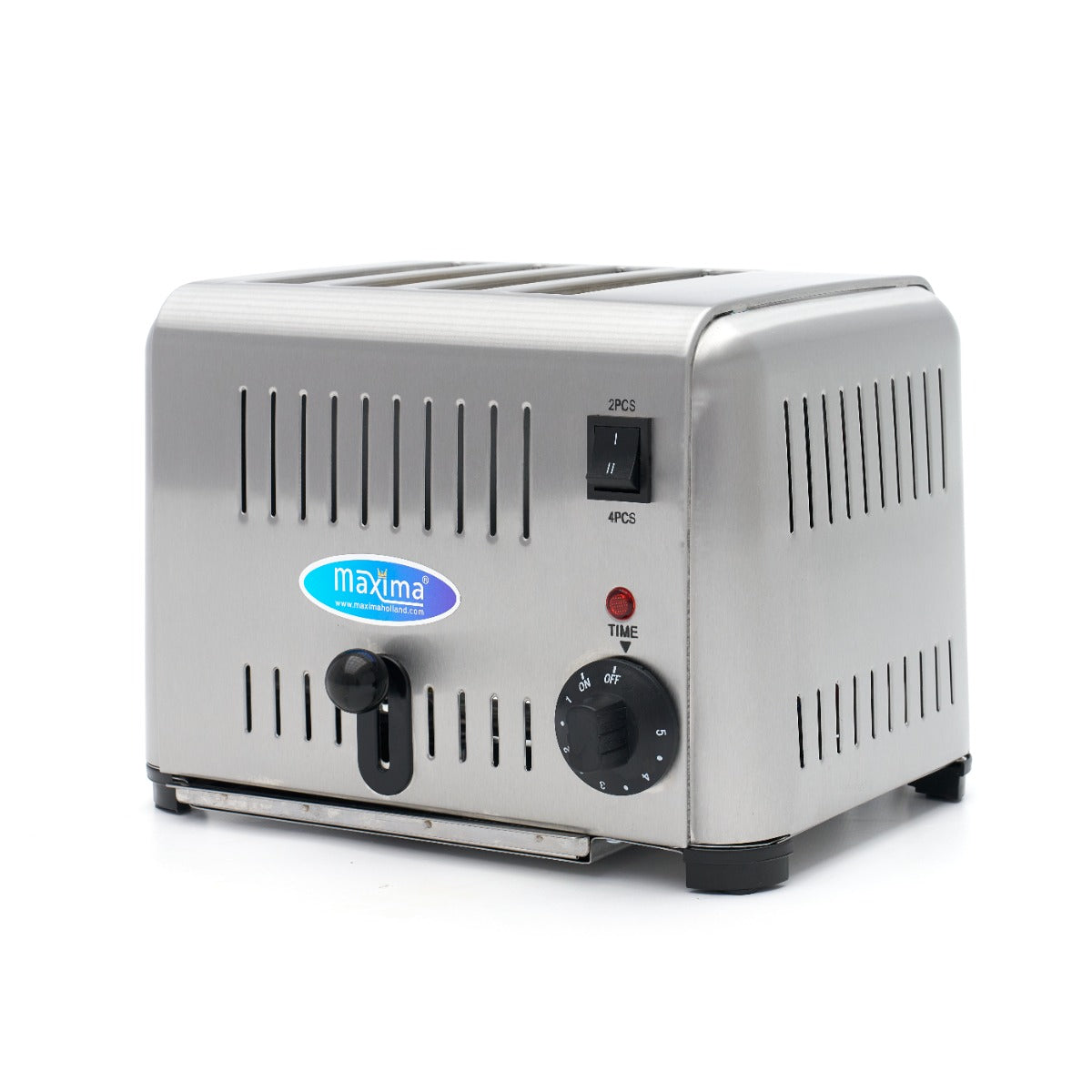 Grille-pain MAXIMA pour 4 tranches de pain, avec boutons de réglage et fentes larges, en acier inoxydable.