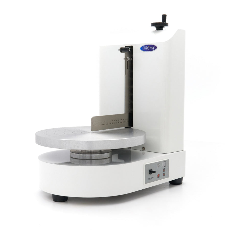 Machine à décorer les gâteaux Maxima, diamètre 36,4 cm, en blanc, idéale pour la décoration de pâtisserie.