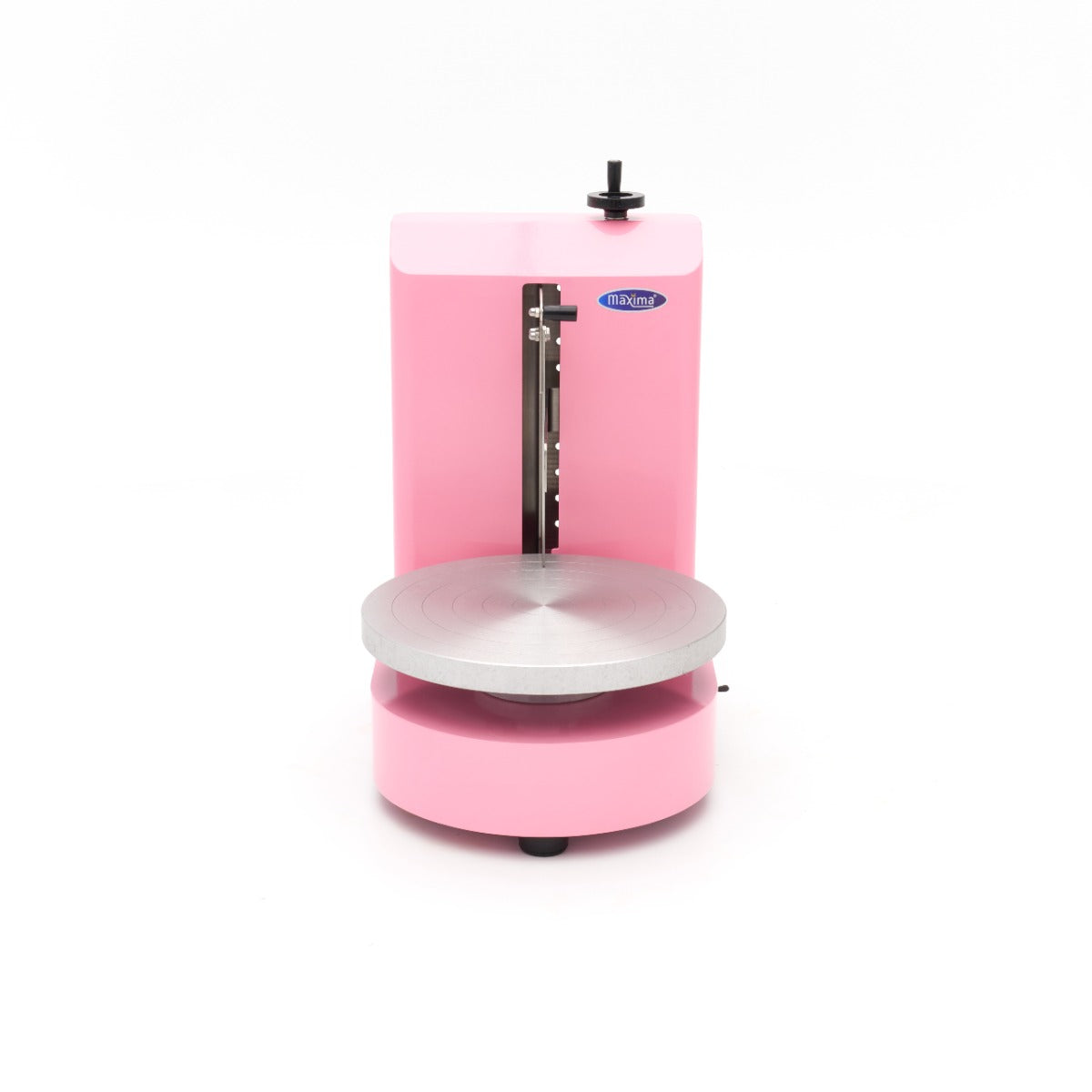 Machine à décorer les gâteaux Maxima, diamètre 36,4 cm, en rose, avec accessoires pour décoration de pâtisserie.