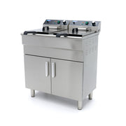 Fryer - 2 x 16 L - 2 baskets - with drain tap and stand - 230V