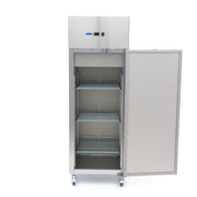 Réfrigérateur - 400 L - 3 étagères réglables (1/1 GN) - acier inoxydable - sur roulettes