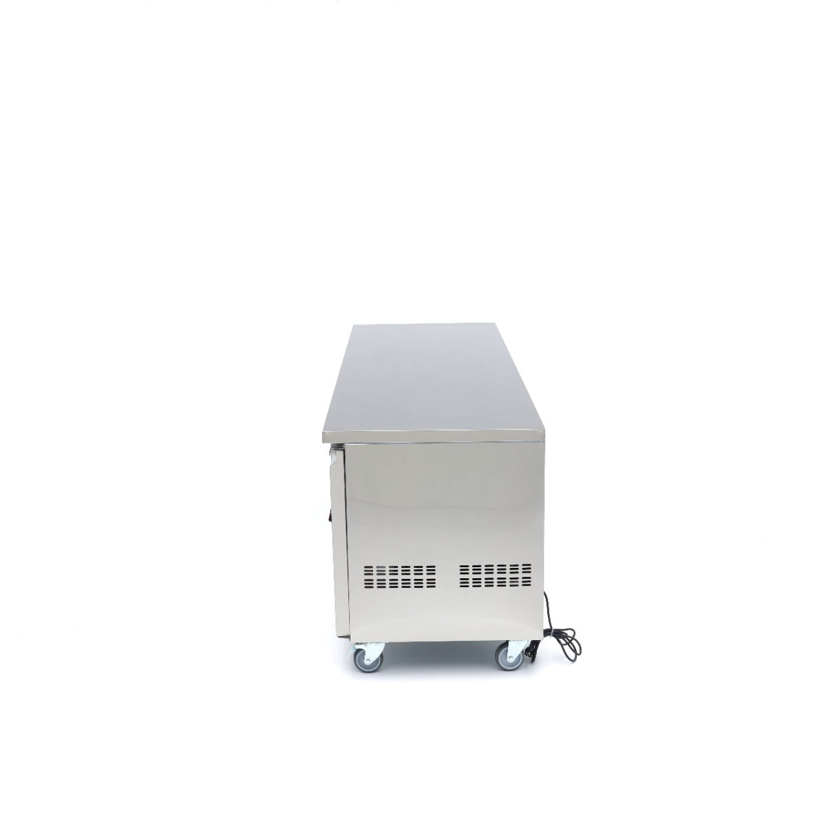 Réfrigérateur de comptoir Maxima, table réfrigérée positive de 223 cm avec 4 portes vitrées, pour stockage alimentaire.