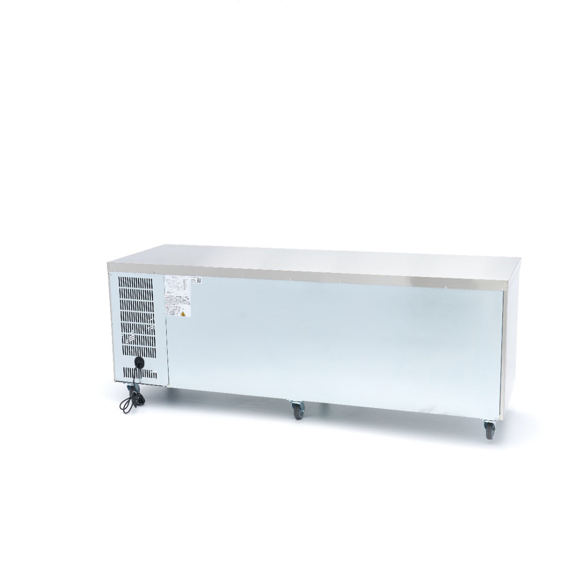 Réfrigérateur de comptoir Maxima, table réfrigérée positive de 223 cm avec 4 portes vitrées, idéal pour la présentation des produits.