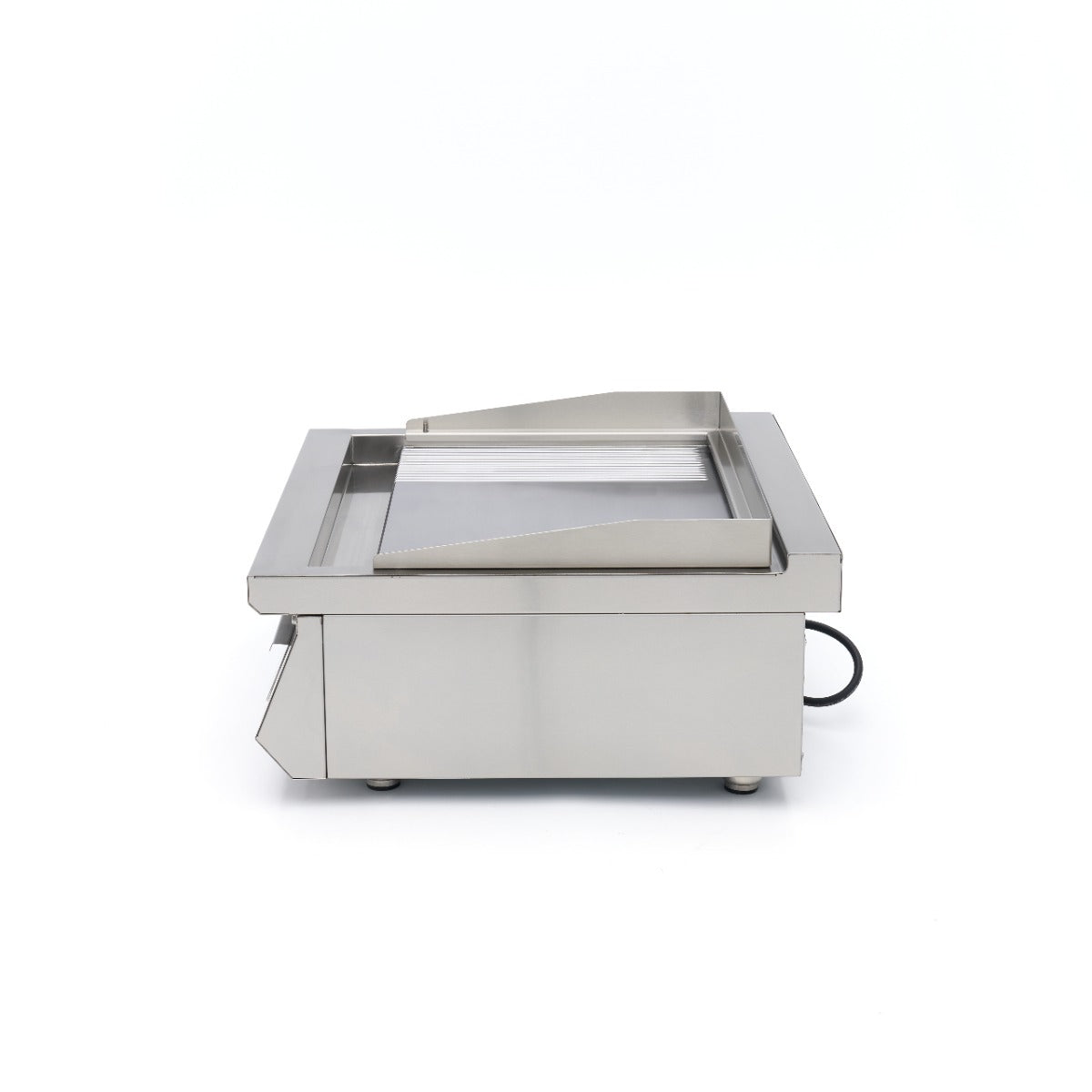 Fourchette de cuisson à induction Maxima 700, plancha à induction double 700W avec surface lisse et rainurée.