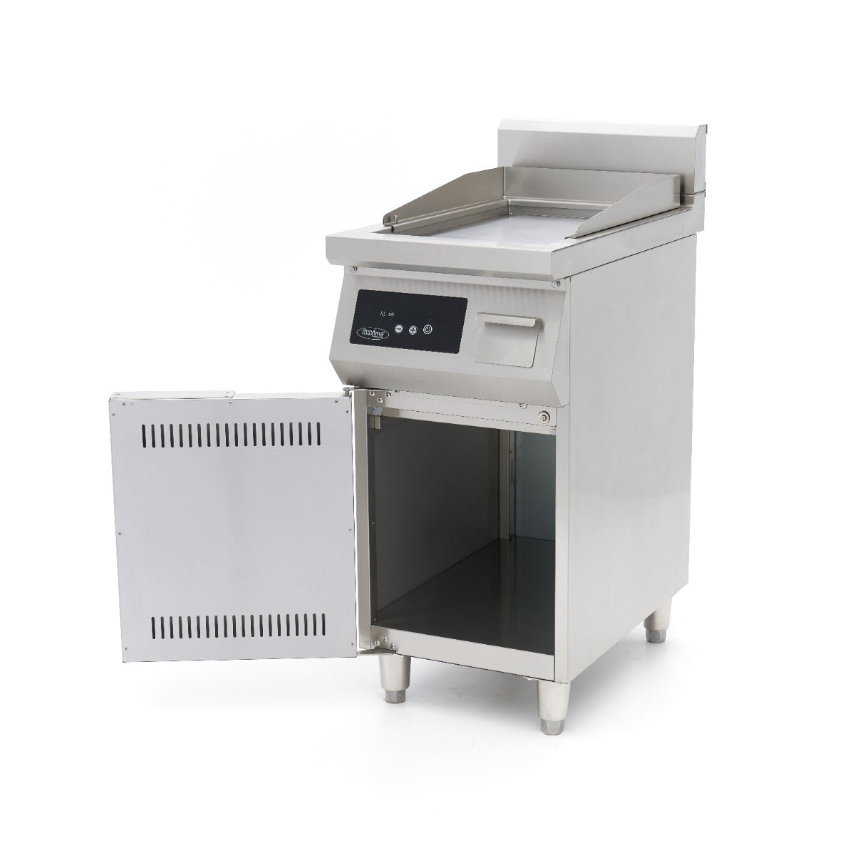 Fourchette de cuisson à induction Maxima 700, plancha lisse 5 000 W avec support, idéale pour cuisiner facilement.