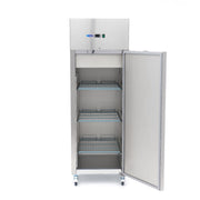 Congélateur - 400 L - 3 étagères réglables - acier inoxydable - sur roulettes