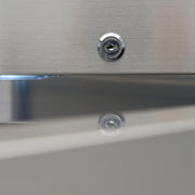 Réfrigérateur Maxima 2 portes en acier inoxydable avec 6 étagères réglables, capacité 1200 L, sur roulettes.