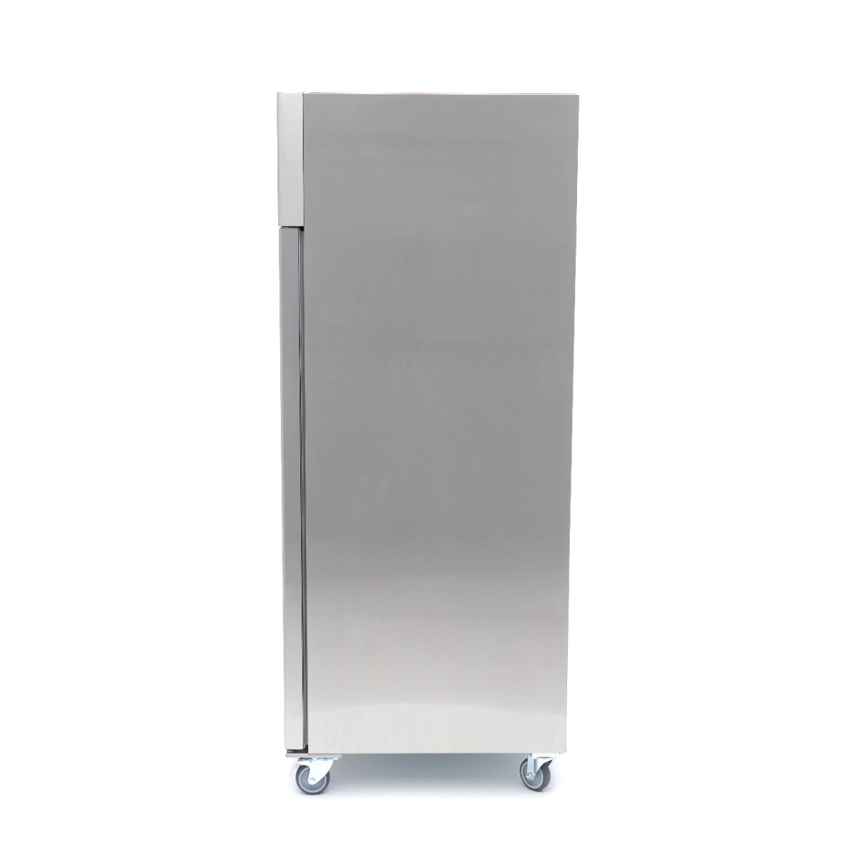 Réfrigérateur Maxima 2 portes en acier inoxydable, 1200 L, 6 étagères réglables, sur roulettes.