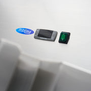 Réfrigérateur Maxima 2 portes en acier inoxydable, 800 L, 6 étagères réglables, sur roulettes, design moderne.