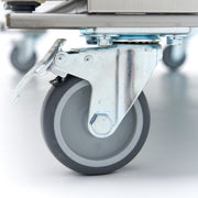 Réfrigérateur Maxima 2 portes en acier inoxydable, 800 L, 6 étagères réglables, sur roulettes, design moderne et pratique.