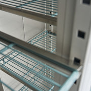 Réfrigérateur Maxima 2 portes en acier inoxydable, 800 L, avec 6 étagères réglables et roulettes.