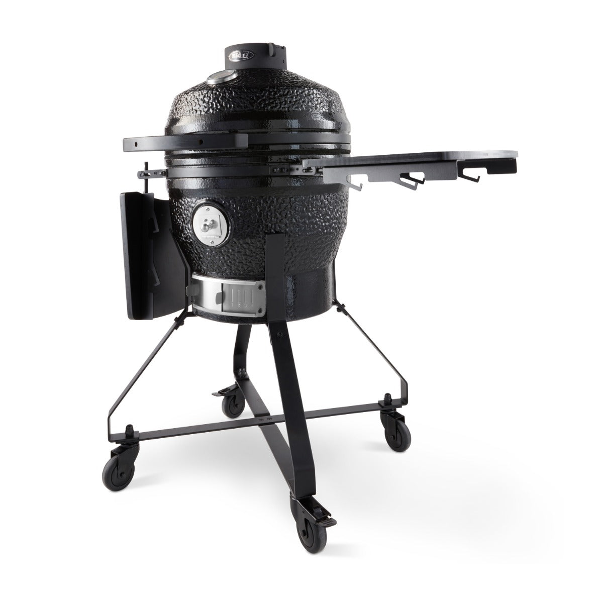 Kamado barbecue premium Maxima de 18 pouces avec surface en céramique et ventilation, idéal pour la cuisson en plein air.