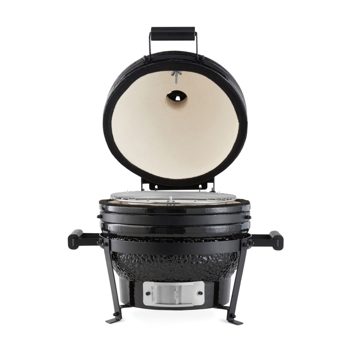 Kamado barbecue Maxima de 16 pouces, en céramique, avec couvercle et poignée, idéal pour la cuisson extérieure.