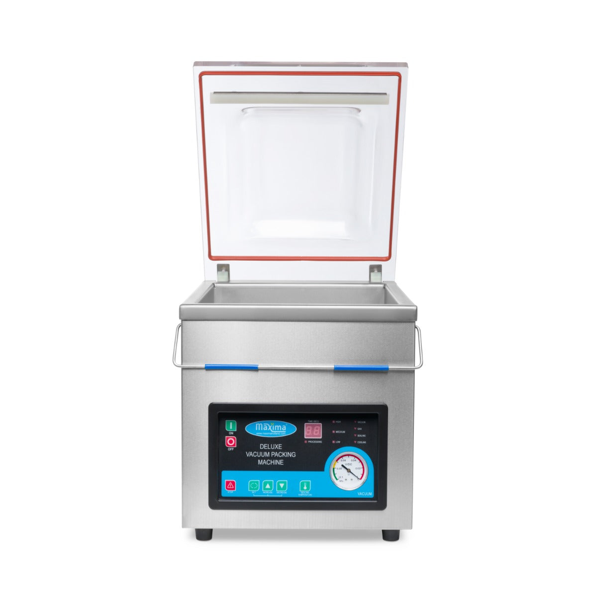 Machine à emballer sous vide Maxima avec joint de 30 cm, chambre de 32x37x18,5 cm, pour emballage alimentaire sous vide.