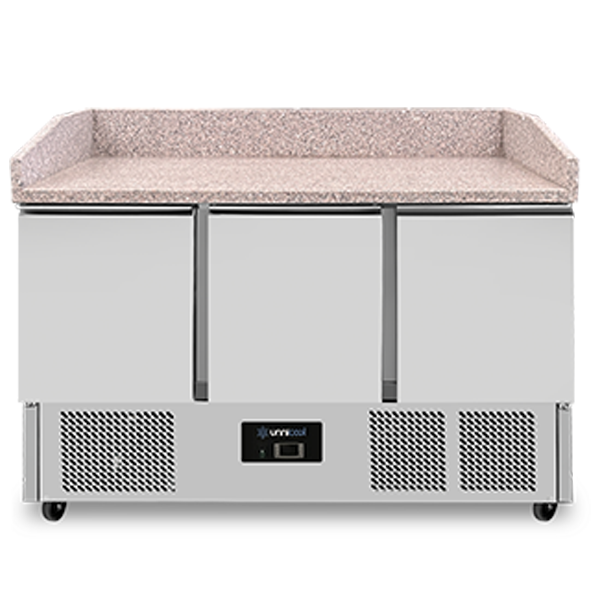 Pizza workbench | 350 L | 3 portes (1/1 GN) | +2 °C to +8 °C - Unninox