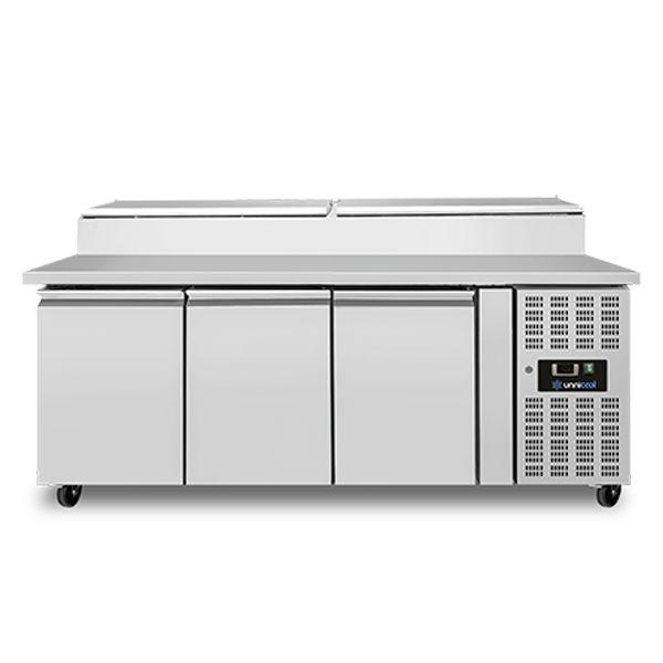 Saladette | 3 portes (1/1 GN) | Top 8× 1/3 GN | +2°C to +8°C | Froid ventilé | Flip Lids - Unninox