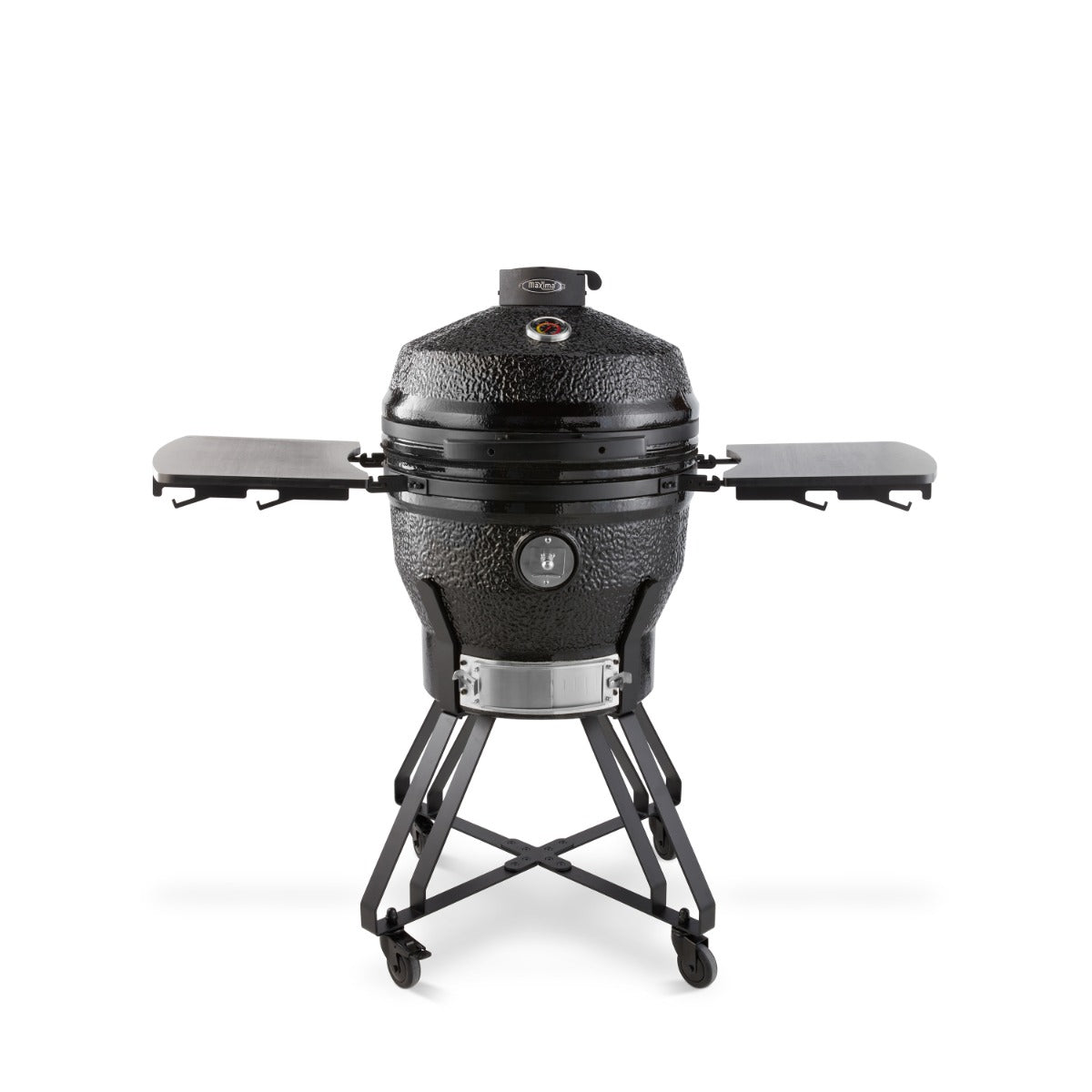 Kamado barbecue Maxima premium de 22 pouces avec couvercle en céramique et grille de cuisson en acier, prêt à cuisiner.