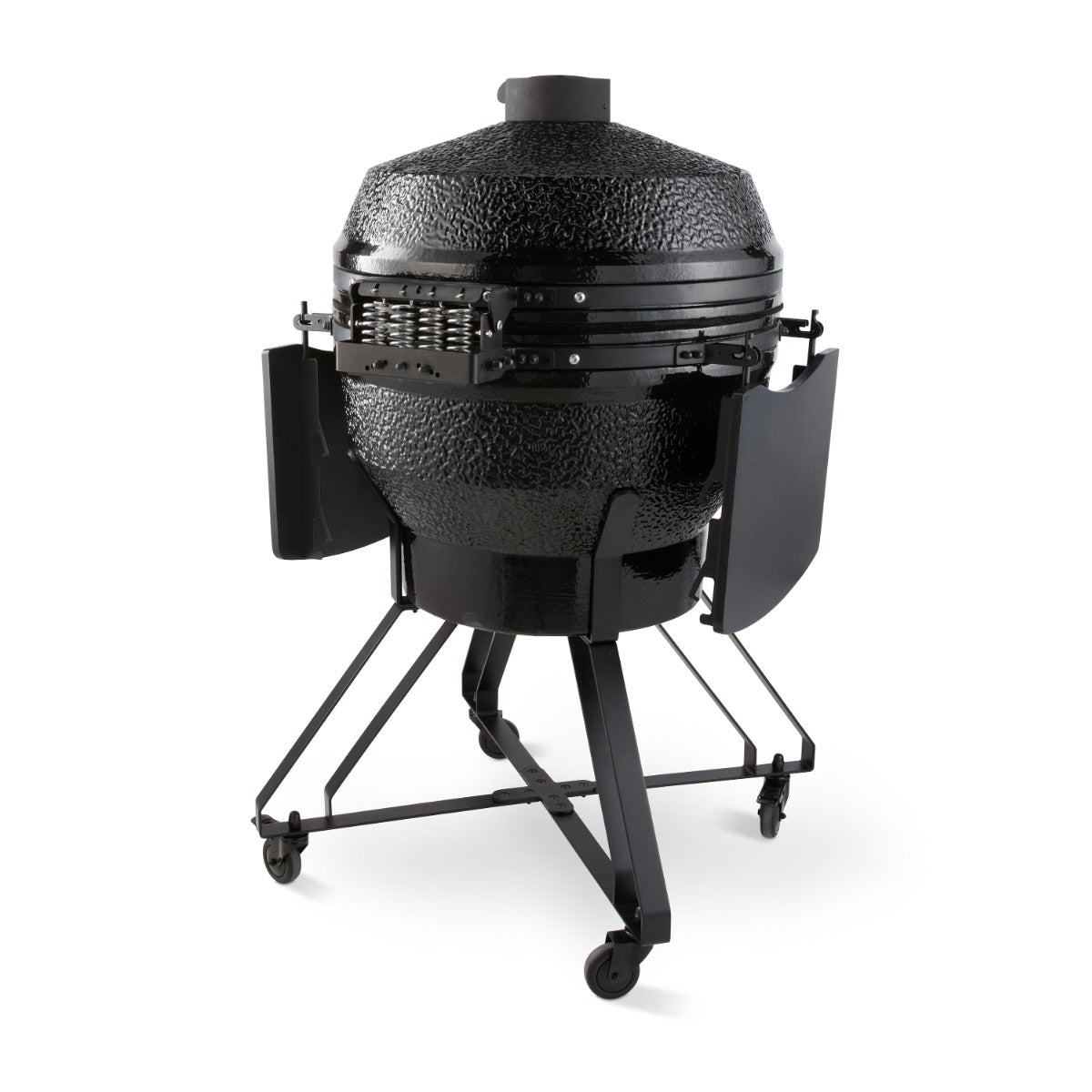 Barbecue kamado premium Maxima de 26 pouces avec surface en céramique noire, grille de cuisson ronde et ventilation réglable.
