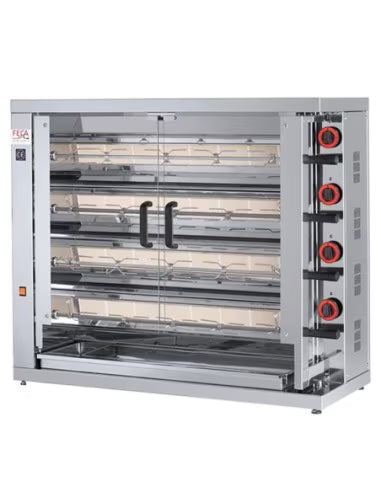 Vertical Gas Rotisserie - 4 Spits - 24 Chickens | Feca - No Lighting