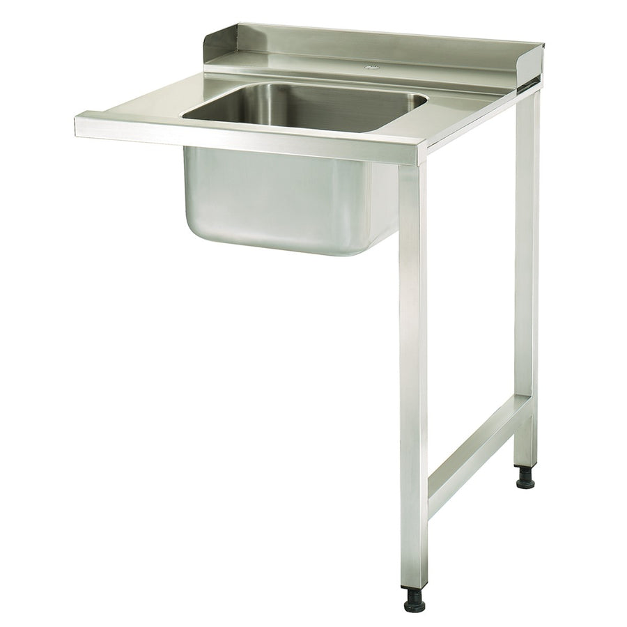 Table lave-vaisselle en inox Maxima, modèle droite 90x75 cm avec évier intégré et étagère de rangement.