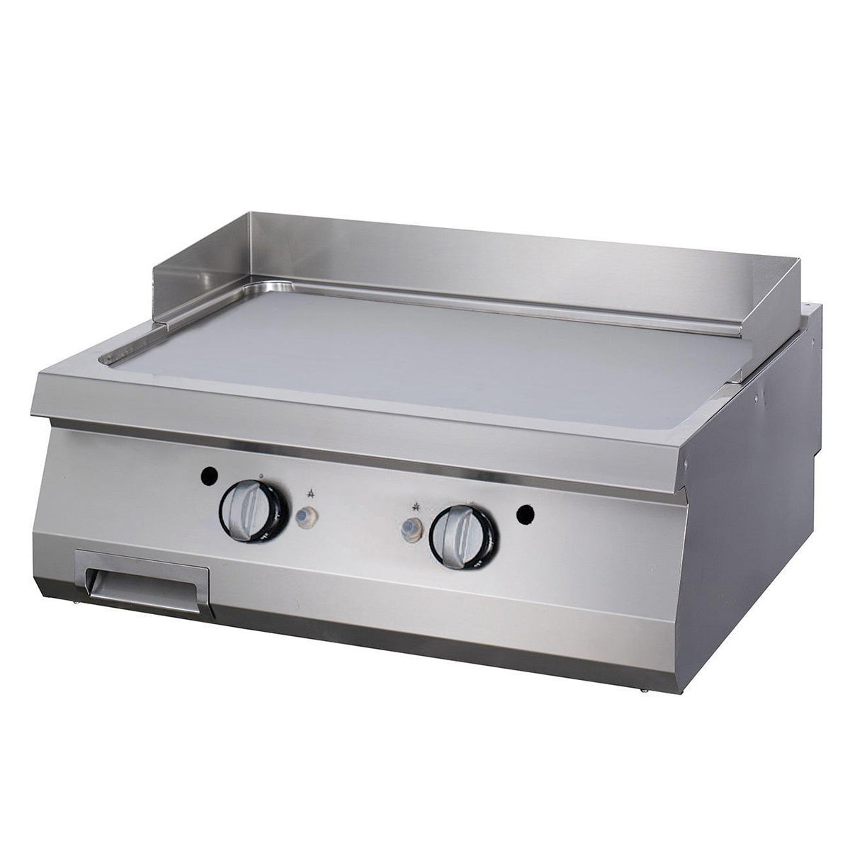 Plaque de gril lisse double pour gaz de la ligne de cuisson 900 Maxima, profondeur 90 cm, en acier inoxydable.