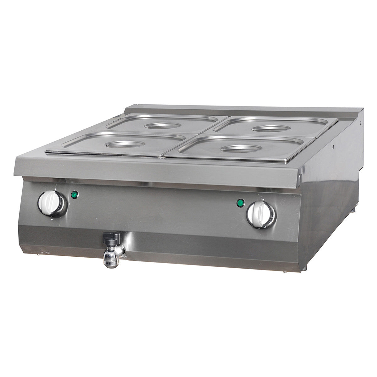 Ligne de cuisson Maxima bain marie électrique à double unité, profondeur 90 cm, pour cuisine professionnelle.