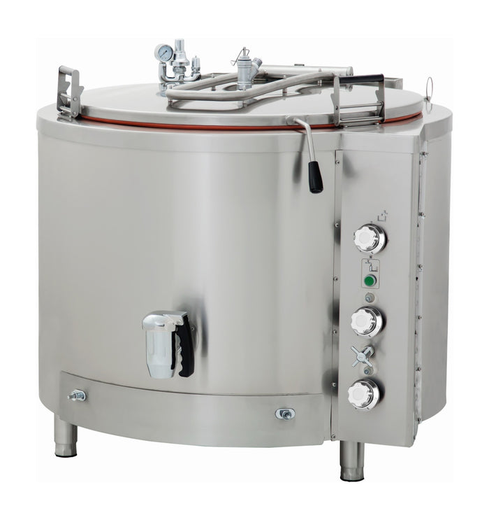 Ligne de cuisson Maxima Marmite indirecte au gaz, capacité de 420 L, pour cuisson professionnelle.