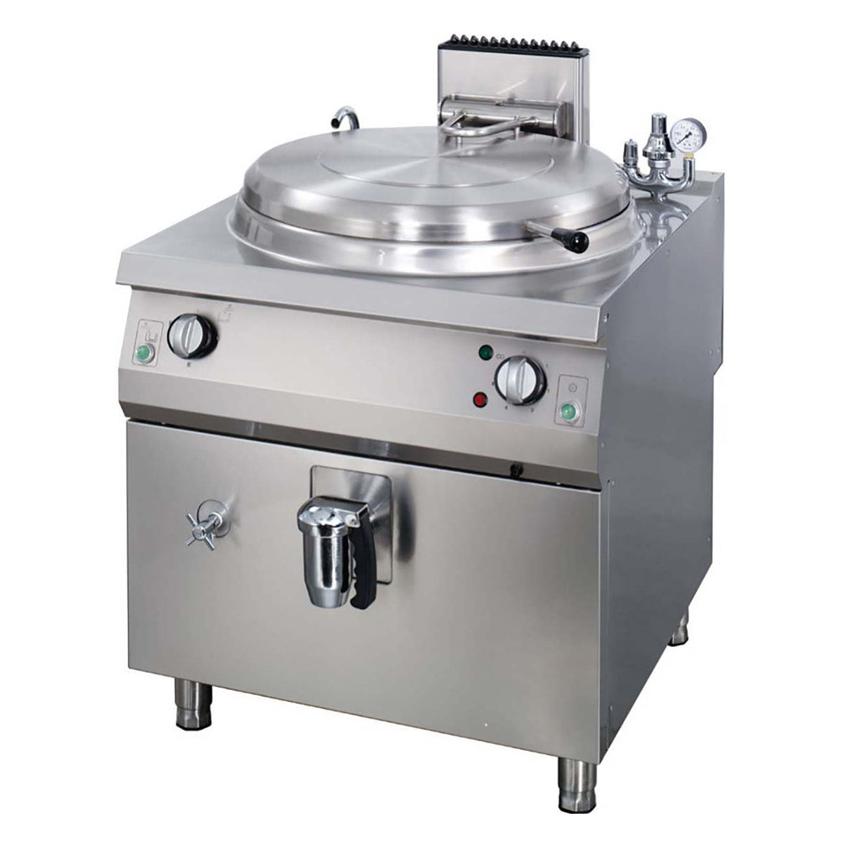 Marmite premium de 120 L pour cuisson indirecte, ligne Maxima 900, profondeur 90 cm, équipée d'une brûlure à gaz.