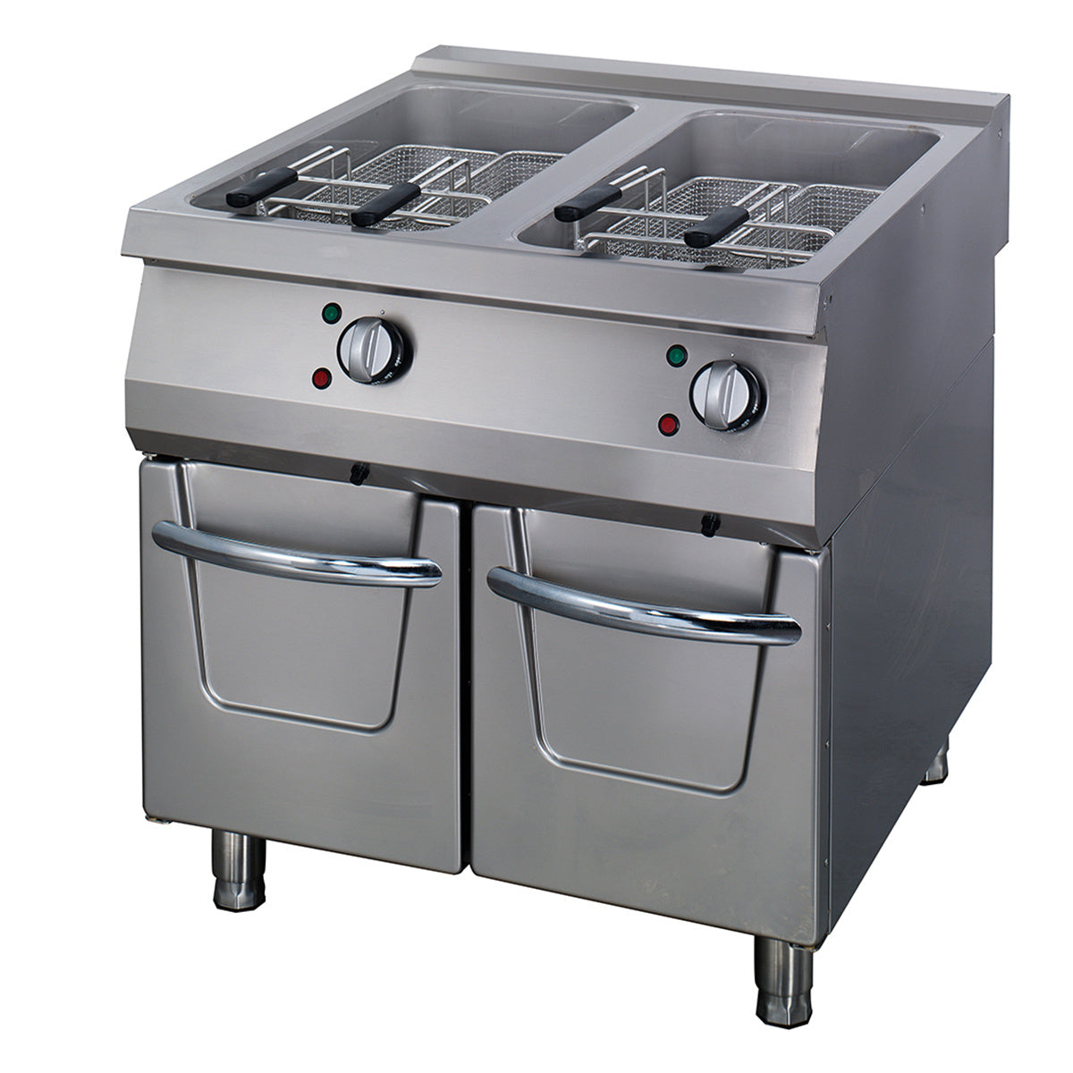 Friteuse double Maxima Ligne de cuisson 900, 2 x 22 L, électrique, avec robinet de vidange, profondeur 90 cm, unité de cuisson.