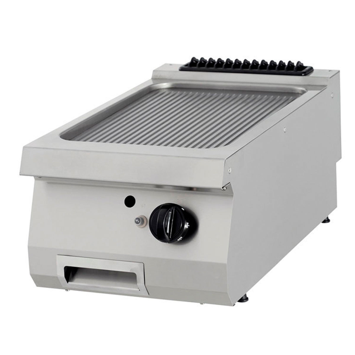 Plaque de gril en ligne de cuisson 900 Maxima, rainurée, unité simple, profondeur 90 cm, adaptée au gaz.