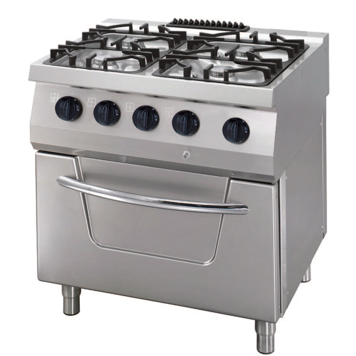 Heavy Duty cuisinière - 4 brûleurs - unité double - profondeur 70 cm - 33 kW - gaz incl four électrique
