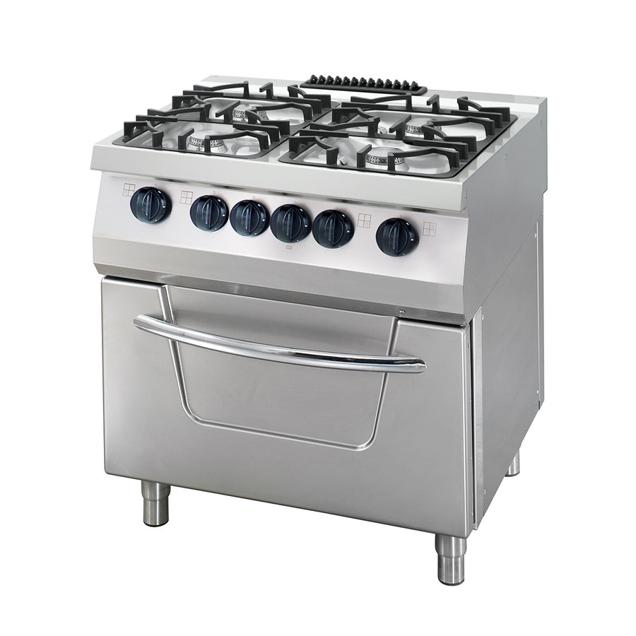 Heavy Duty cuisinière - 4 brûleurs - unité double -profondeur  70 cm - 36kW - gaz incl four électrique