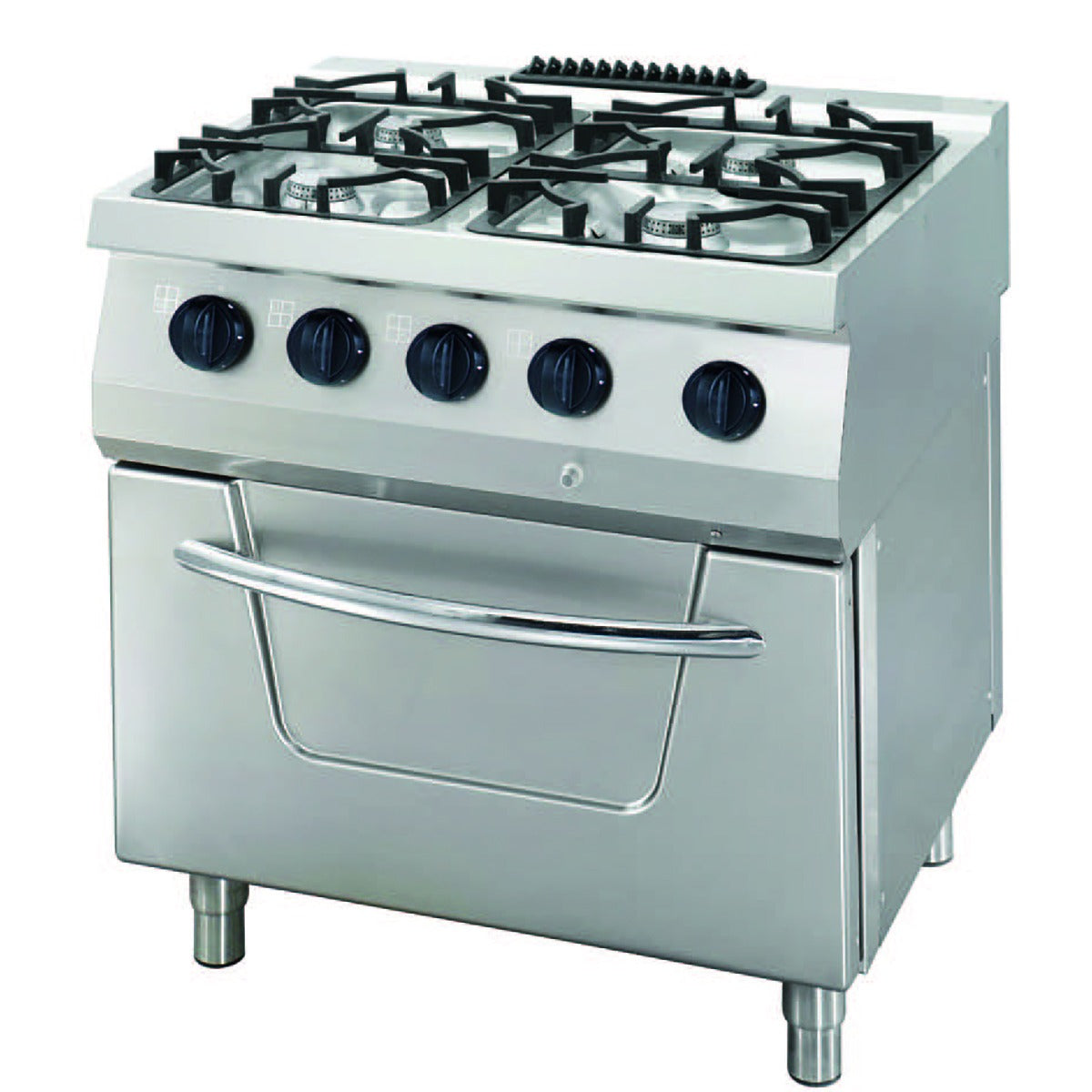 Cuisinière professionnelle Maxima Ligne de cuisson 700 avec 4 brûleurs, unité double, four, gaz, profondeur 70 cm, 34 kW