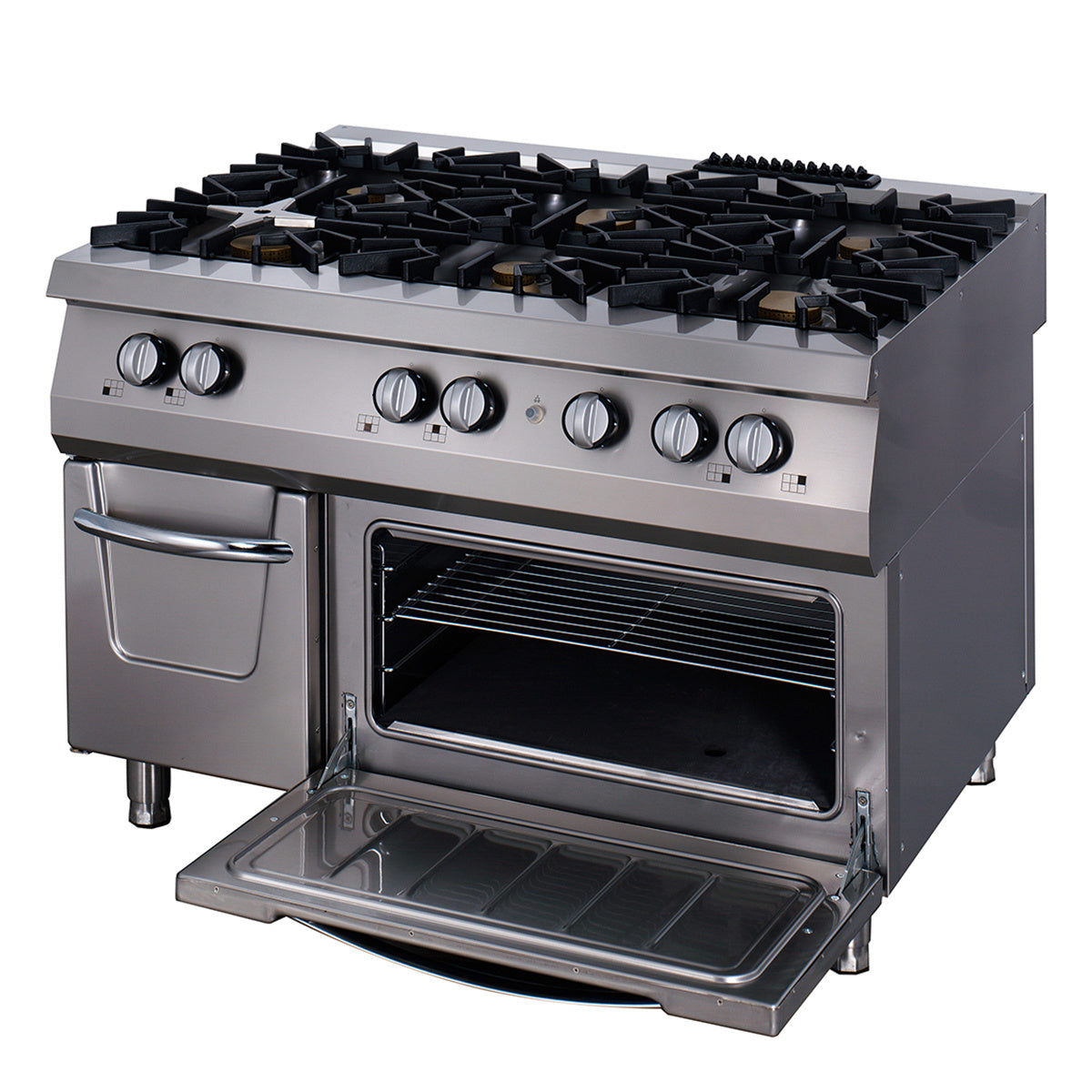 Cuisinière premium Maxima avec 6 brûleurs, unité triple, four intégré, ligne de cuisson 900, profondeur 90 cm, gaz